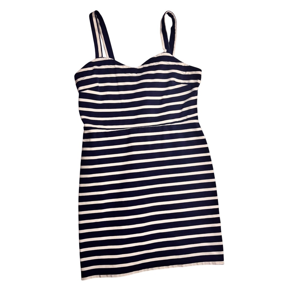 Old‎ Navy Womens Large Navy Blue White Striped Sweetheart Mini Dress Nautical